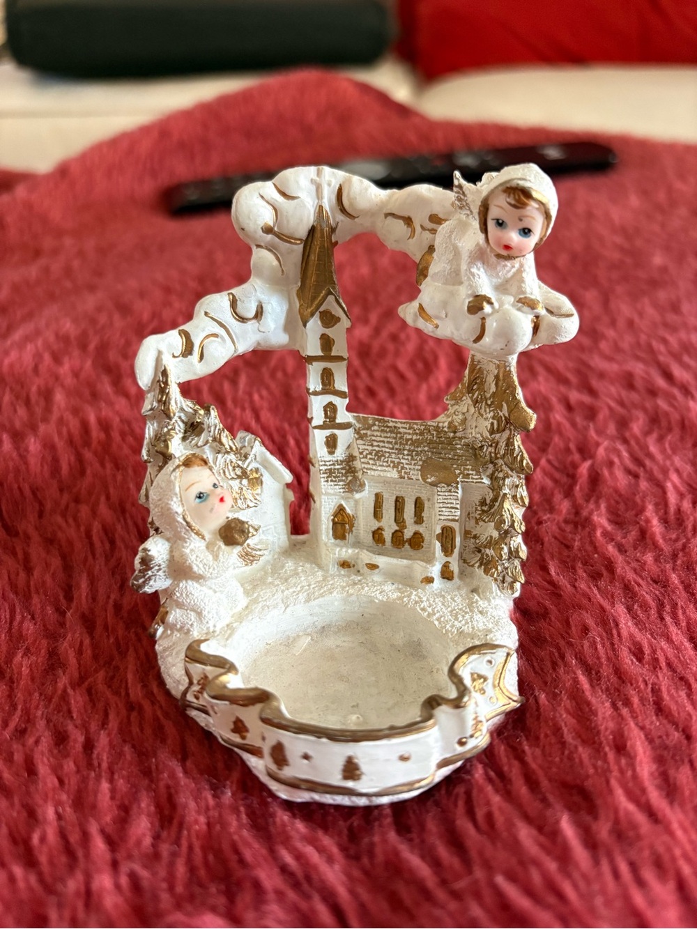 Vintage Small Christmas Cherub Angel Candle Holder
